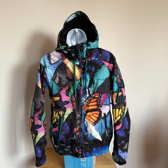 Roxy Multicolor Butterfly Print Ski Snowboarding Jacket Size XS